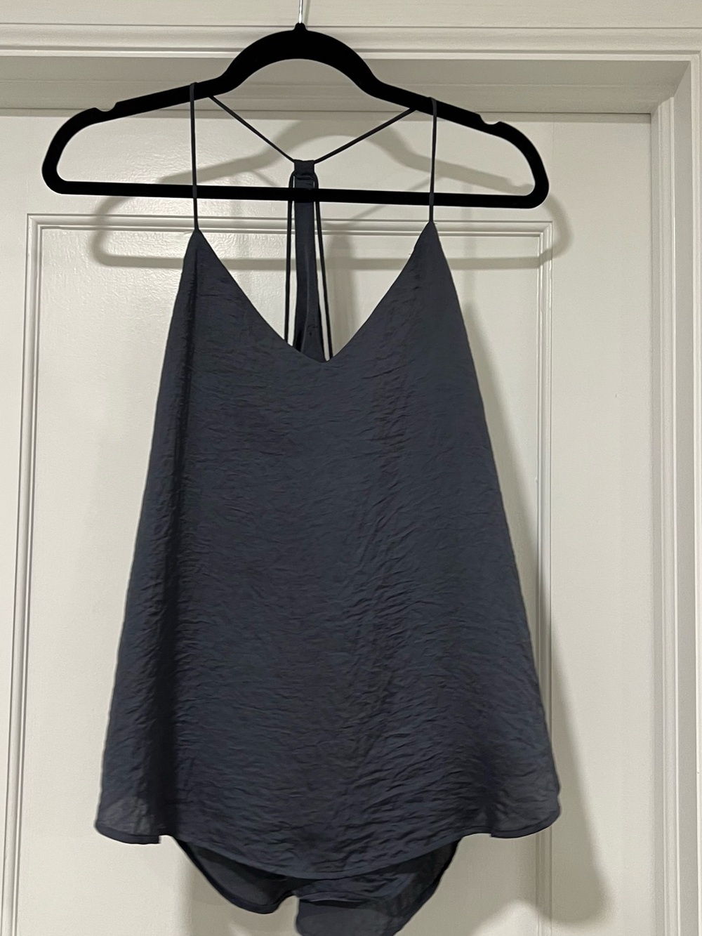 Satin Cami Tank Top in Slate Gray/Blue